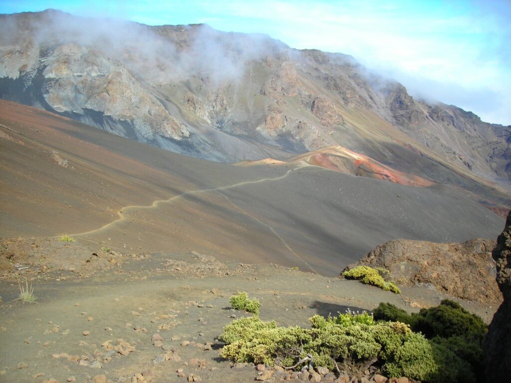 Sliding Sands Trail crossing the volcanic crater floor at Haleakala