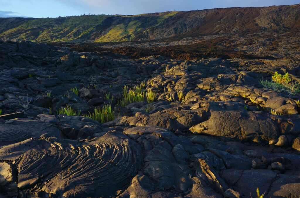 Holei Pali cliffs above the coastal plain in Hawaii Volcanoes National Park