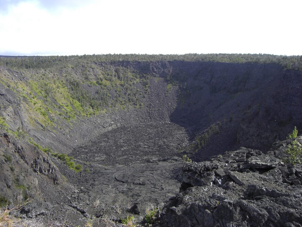 Pauahi Crater seen from the overlook on Chain of Craters Road in Hawaii Volcanoes National Park