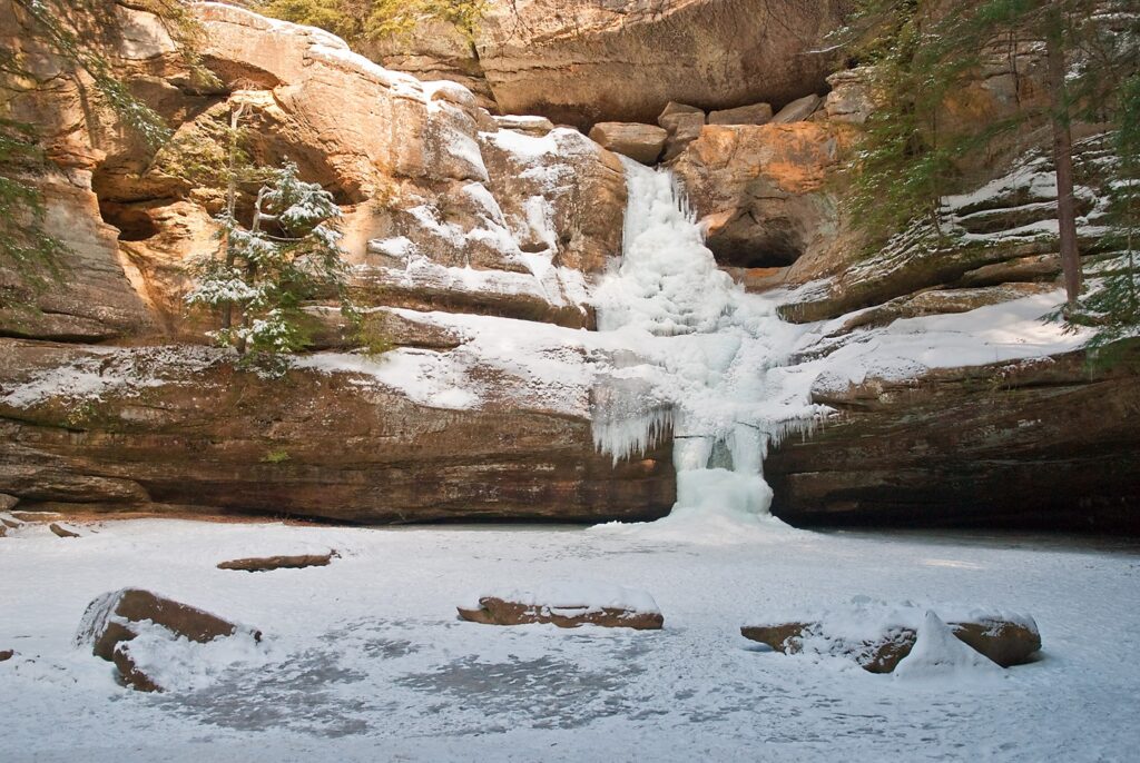 Cedar Falls in winter at Hocking Hills State Park, Ohio