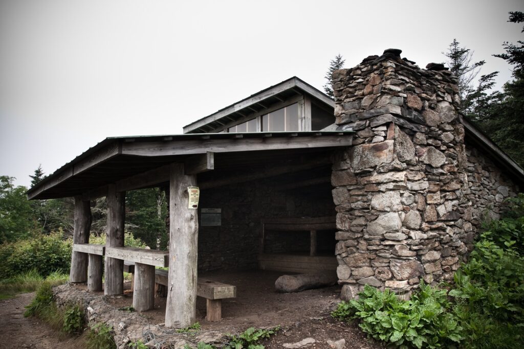 Appalachian Trail shelter at Icewater Spring in the Smokies