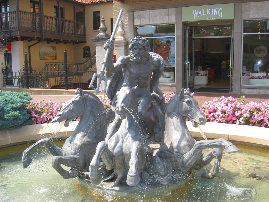 Neptune fountain on the Country Club Plaza in Kansas City