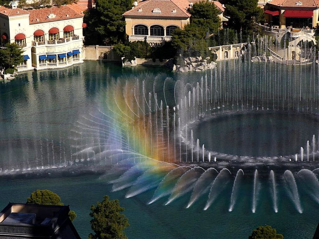 Water jets of the Bellagio fountains on the Las Vegas Strip