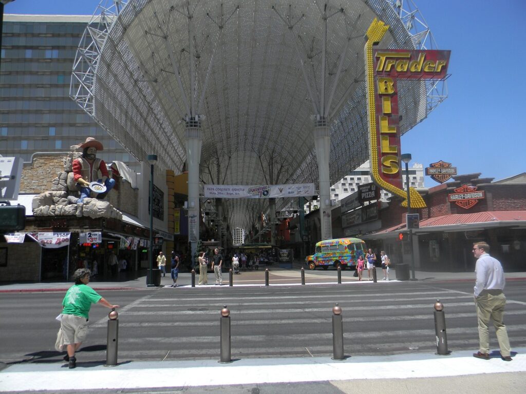 Barrel-vaulted canopy over the Fremont Street Experience in downtown Las Vegas