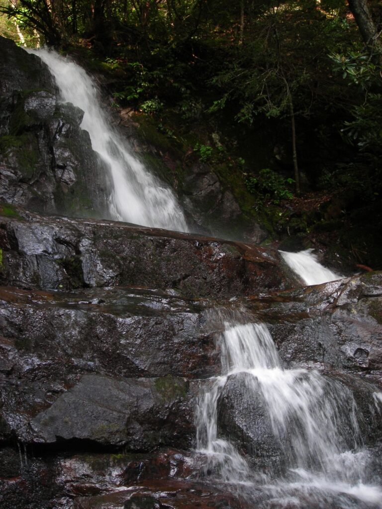 Laurel Falls tumbling down a rock face in the Great Smoky Mountains