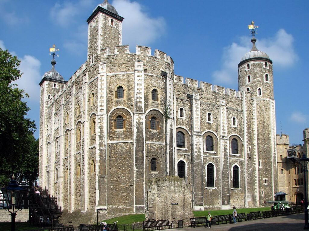 The White Tower inside the walls of the Tower of London