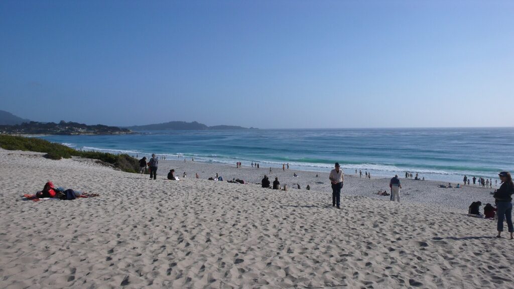 View of Carmel Beach and the bay from the Ocean Avenue parking area