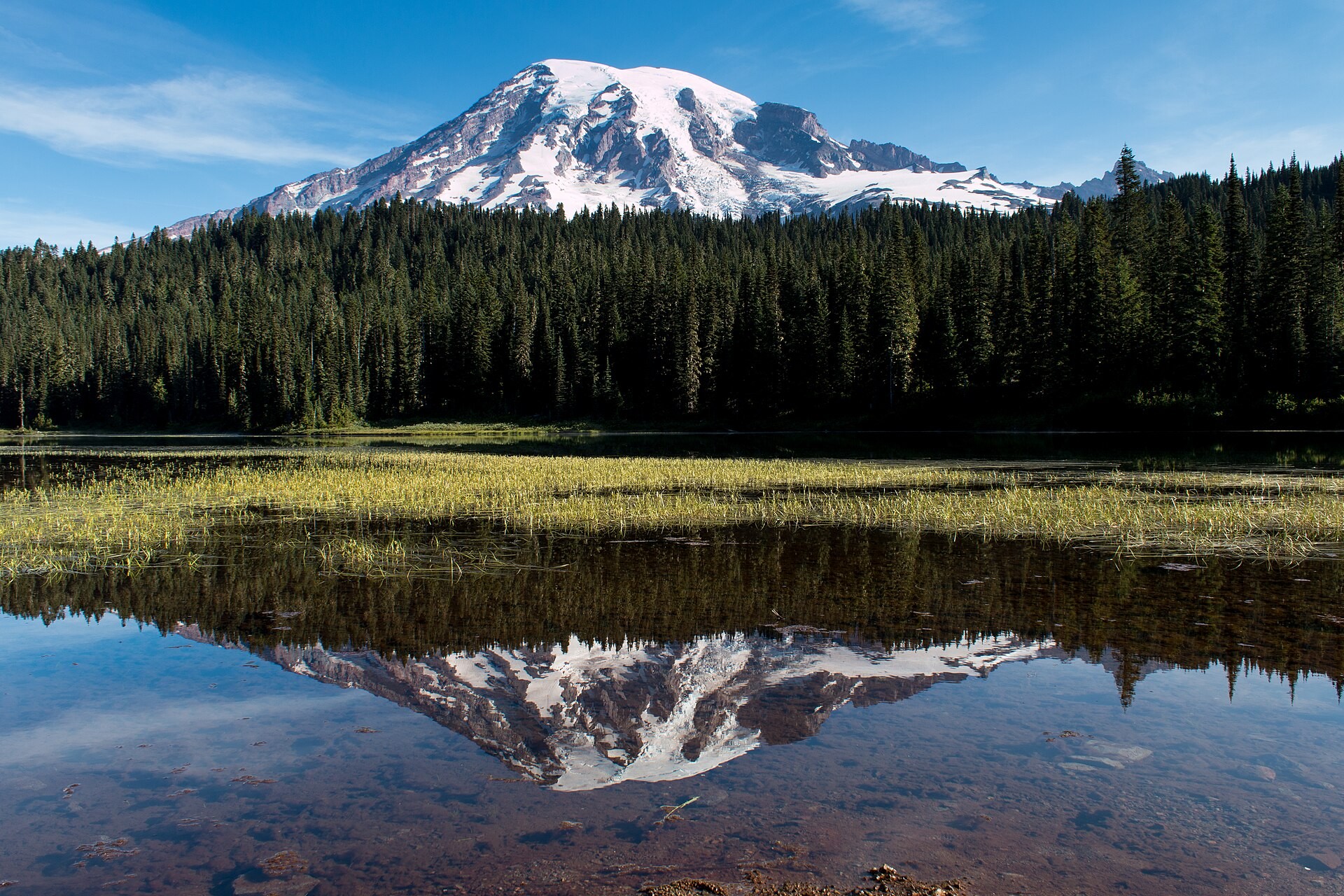 Mount Rainier mirrored in Reflection Lakes, Mount Rainier National Park