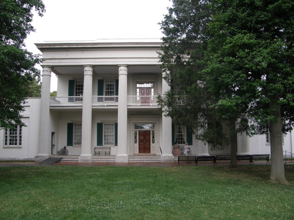 The Hermitage mansion with front columns near Nashville