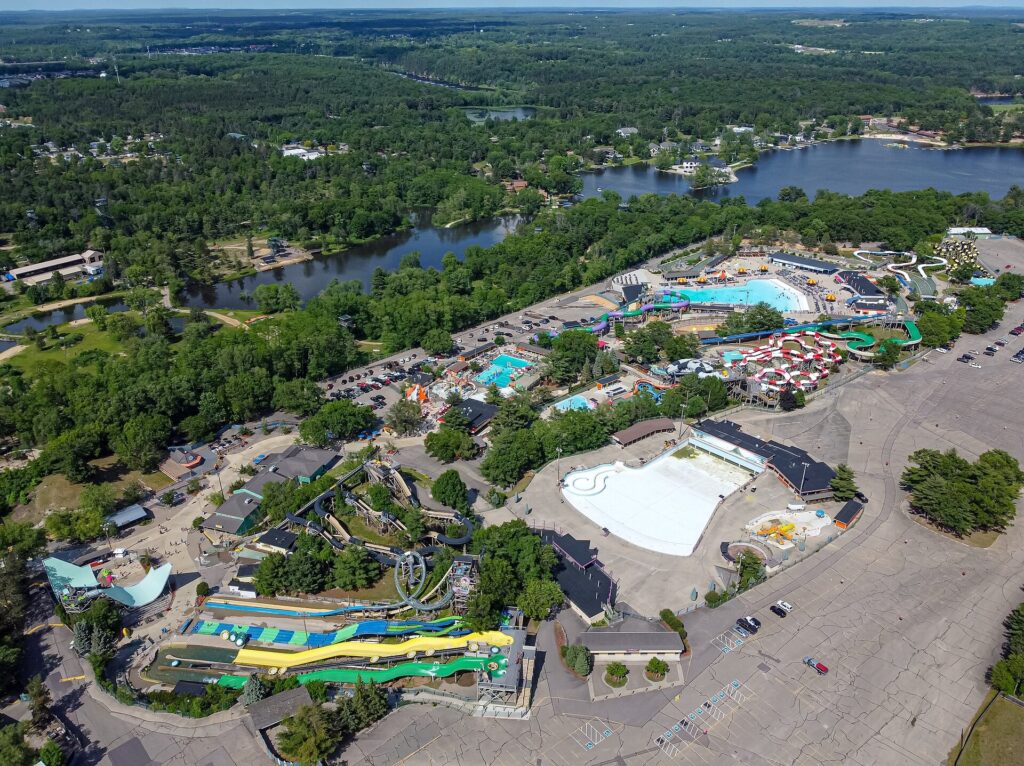 Slides and pools at Noah's Ark Water Park in Wisconsin Dells