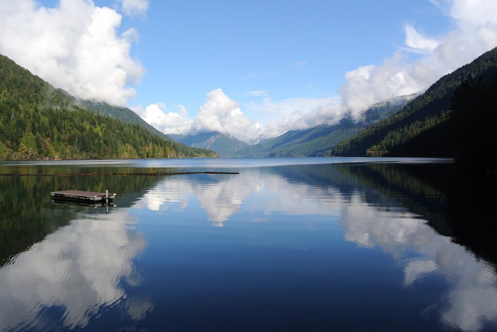 Lake Crescent ringed by forested hills in Olympic National Park