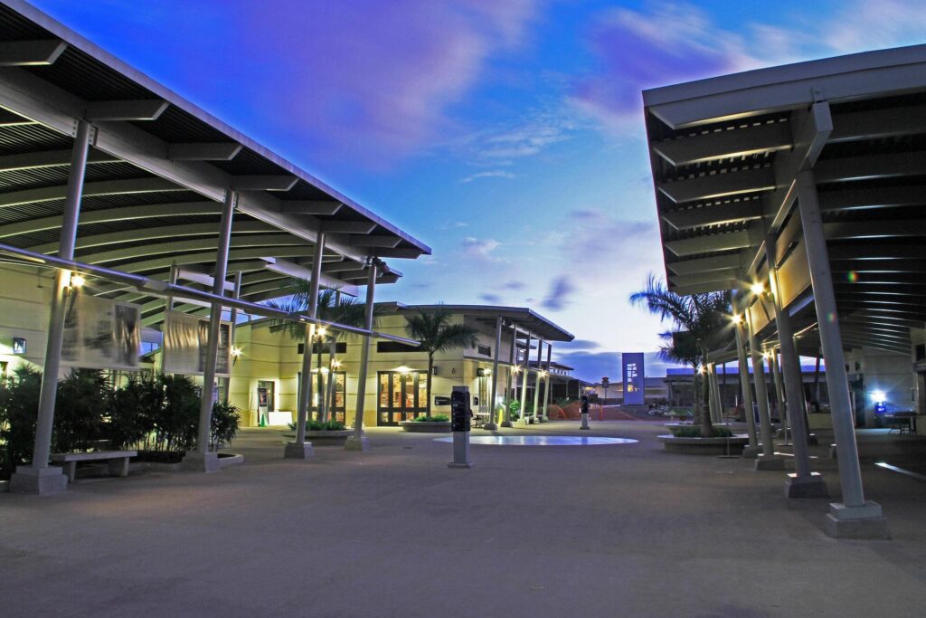 Pearl Harbor Visitor Center building and grounds at Pearl Harbor National Memorial, Oahu