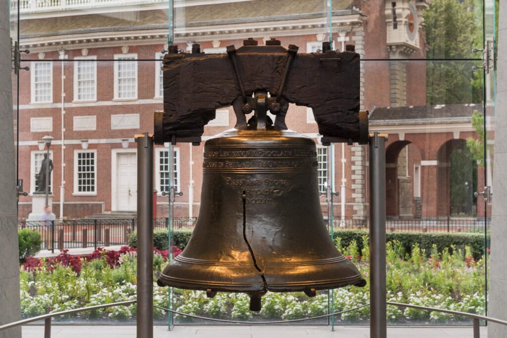 The Liberty Bell on display in the Liberty Bell Center, Philadelphia