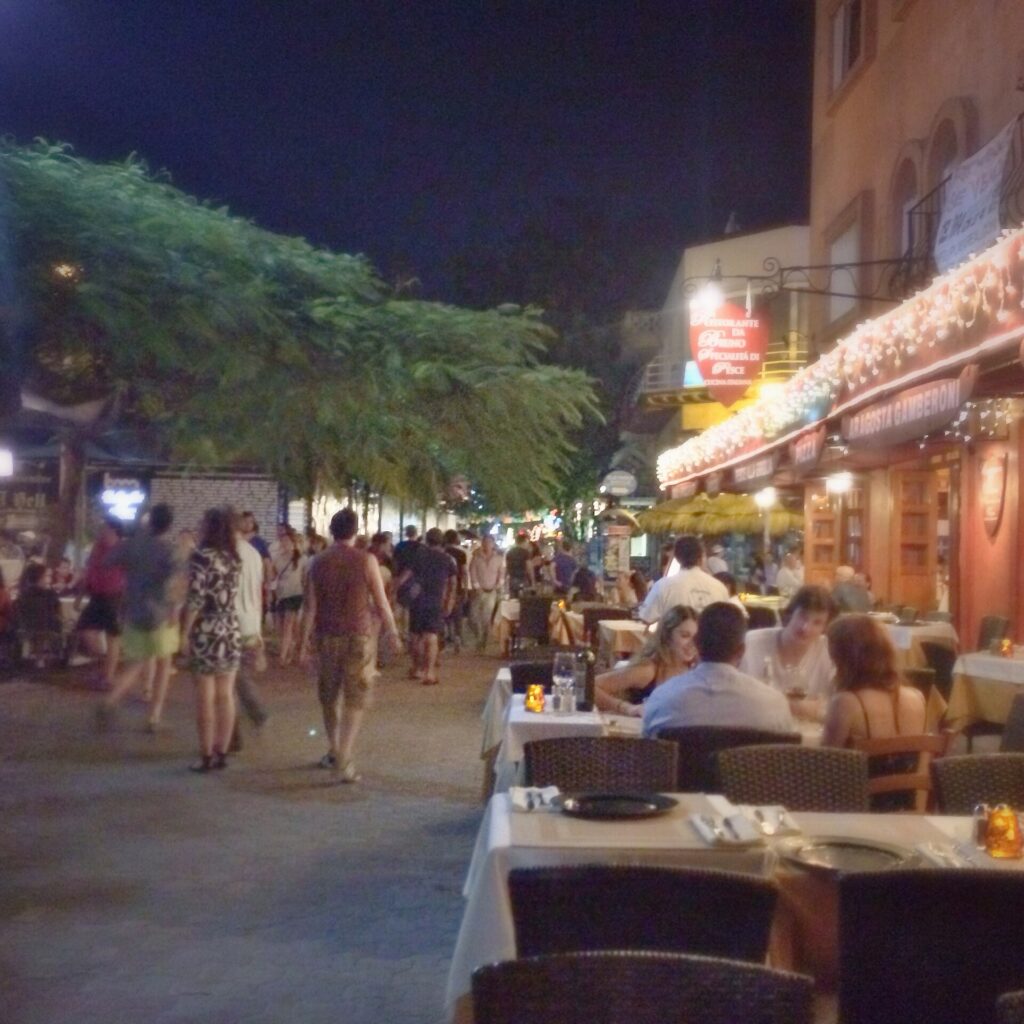 Playa del Carmen street at night, Mexico