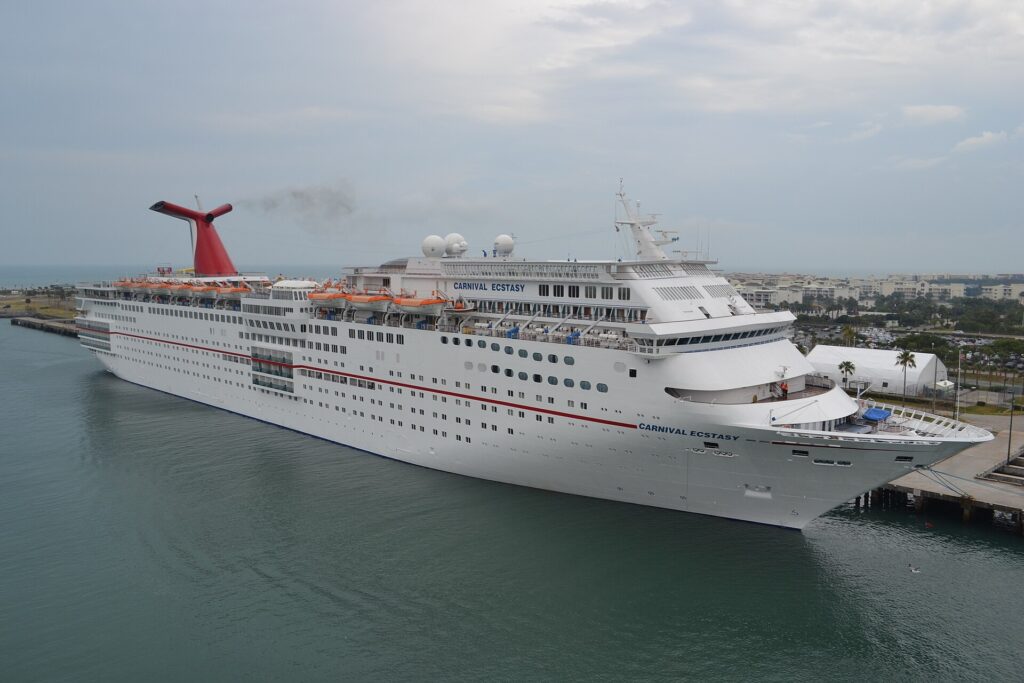 A Carnival cruise ship docked at Port Canaveral, Florida