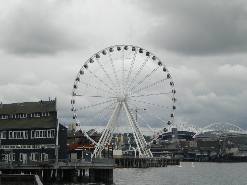 The Seattle Great Wheel on the Elliott Bay waterfront at Pier 57