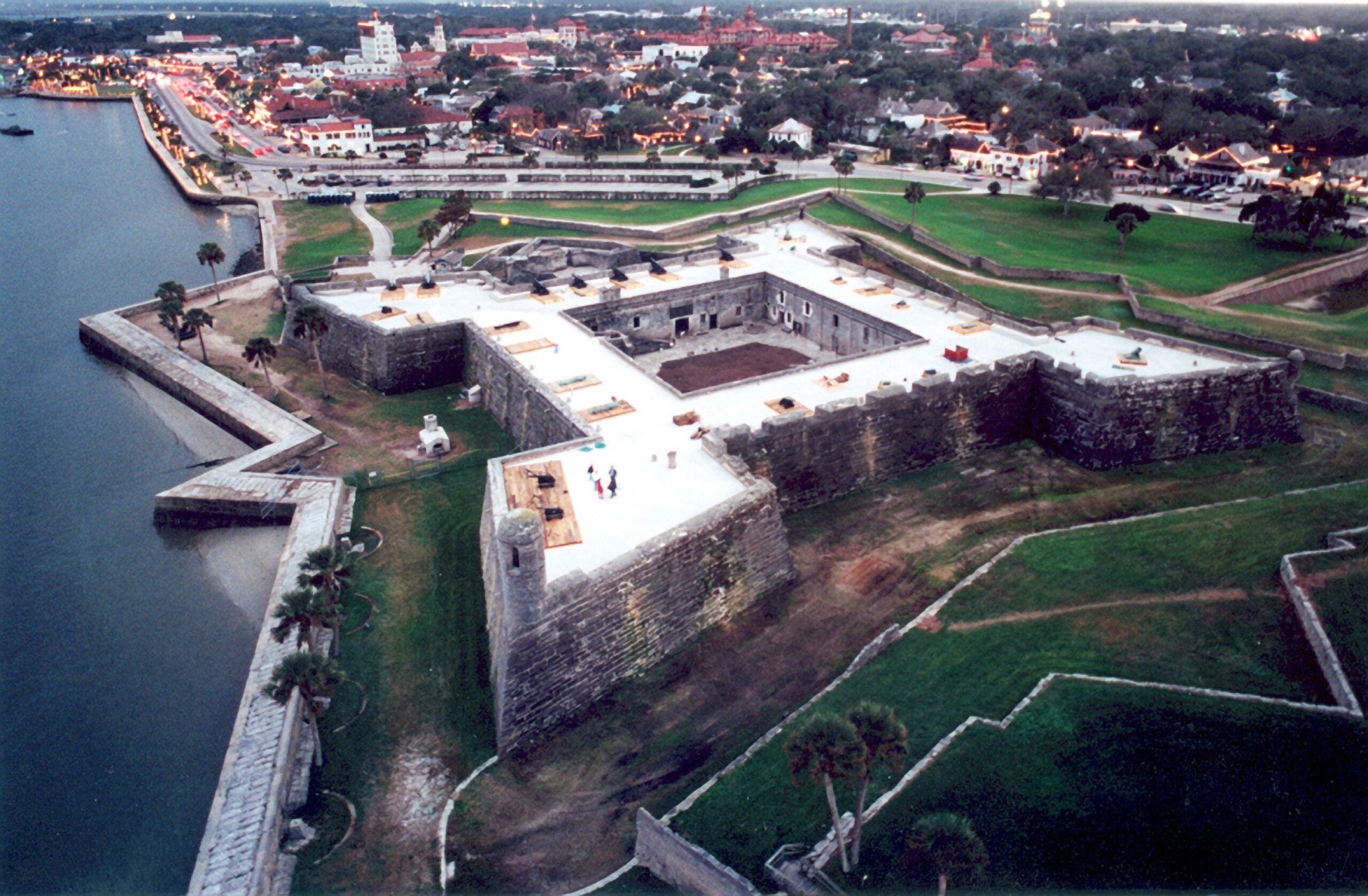 Aerial view of Castillo de San Marcos and its star-shaped walls in St. Augustine