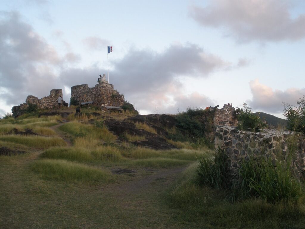 The old stone Fort Louis on its hilltop overlooking the town of Marigot, Saint-Martin
