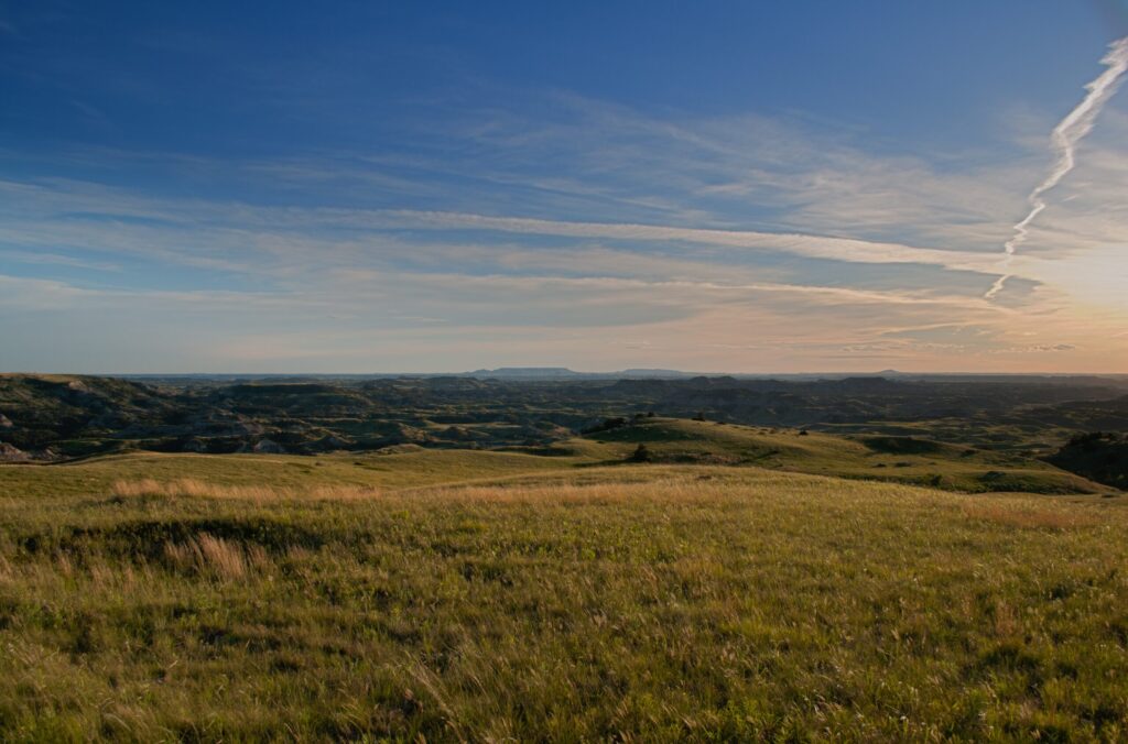 Sunset over the badlands from Buck Hill in Theodore Roosevelt National Park