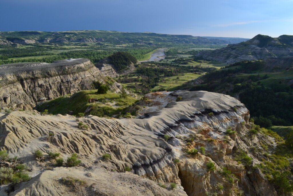 River Bend Overlook in the North Unit of Theodore Roosevelt National Park with the Little Missouri River below