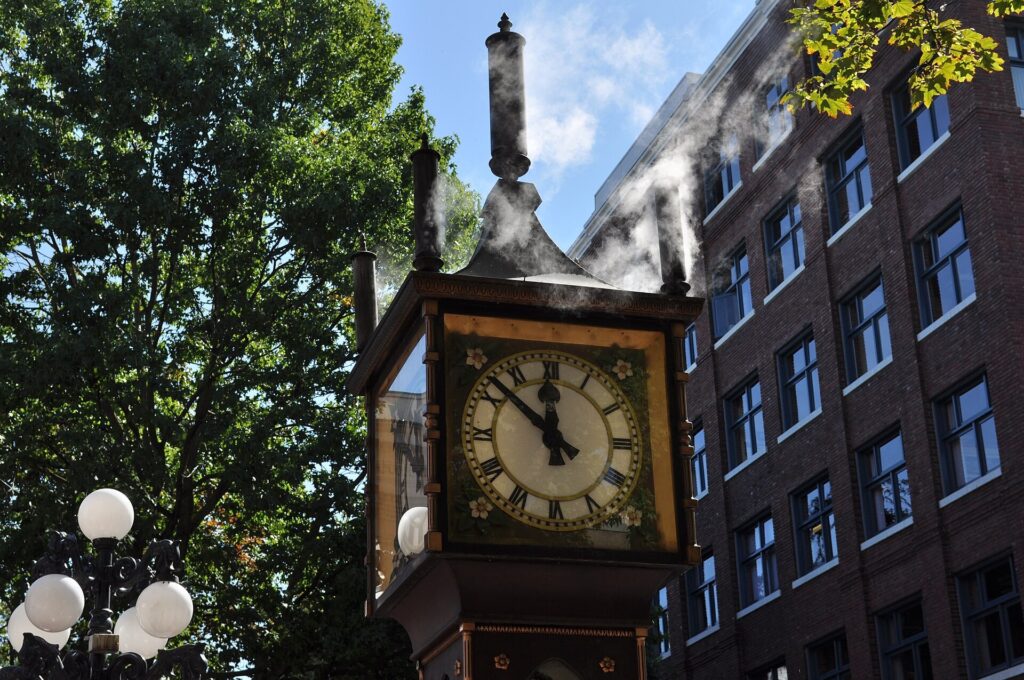 Gastown Steam Clock on its corner in Vancouver
