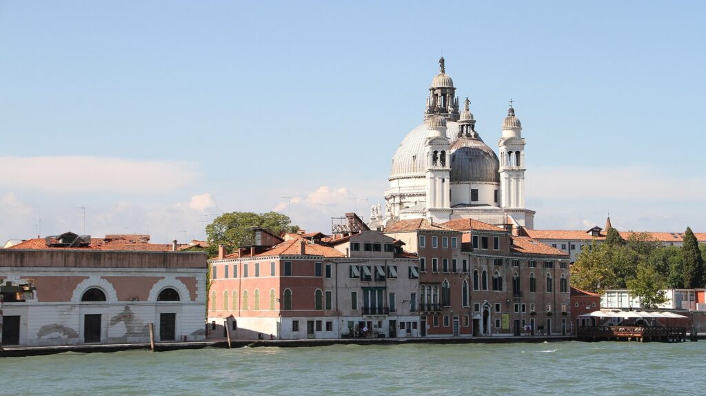 The Dorsoduro waterfront in Venice with Santa Maria della Salute across the water
