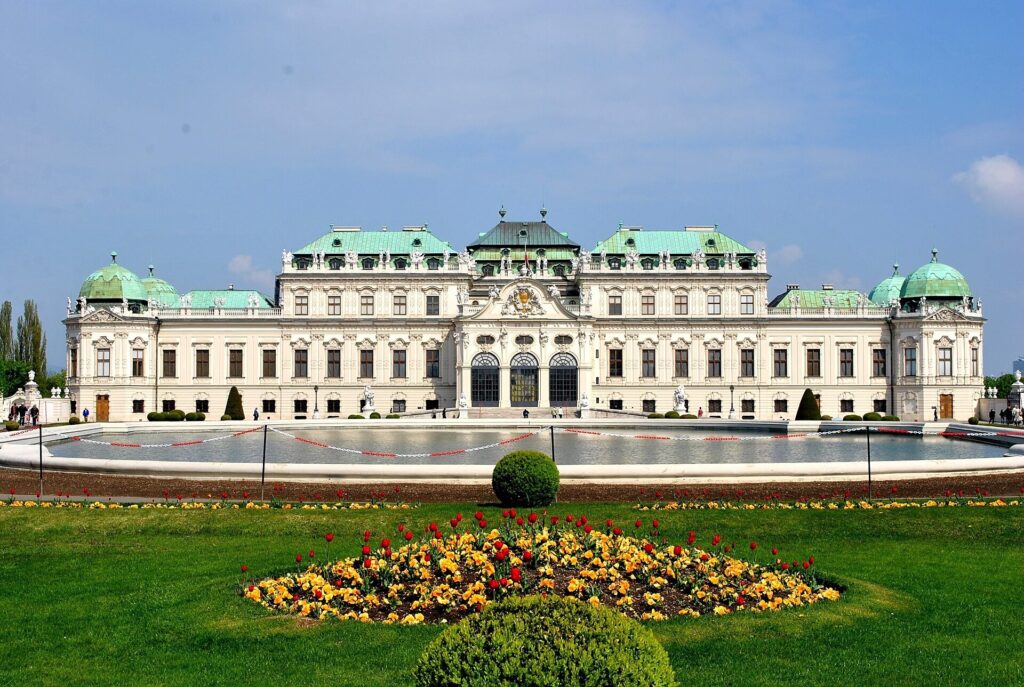 Summer view of the Belvedere palace and its garden in Vienna