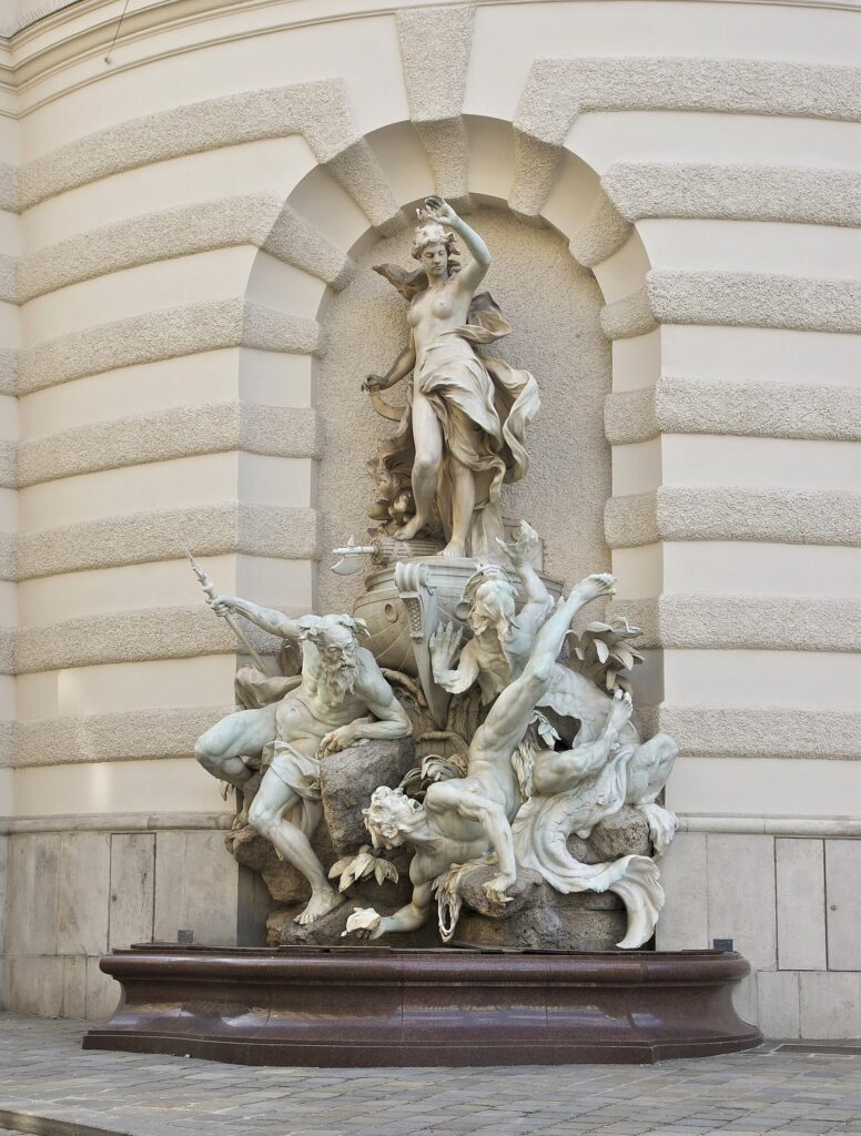 The Power at Sea fountain on the Michaelertrakt wing of the Hofburg in Vienna